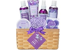 SAINT ROY Bath & Shower Spa Basket Gift Set, Perfume Scent spa kit for women w/ Shower Gel, Bubble Bath,Lotions, Bath and Body Christmas Gifts for Women, Self Care Gifts Basket for Her, Birthday Gifts