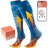 SURGOAL Merino Wool Heated Socks, 7.4V Rechargeable Battery Up to 10-Hour, APP-Controlled Electric Ski Socks for Men Women, Snowboarding, Hunting, Camping