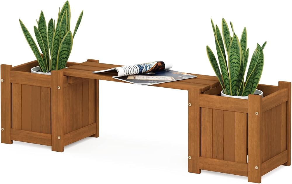Furinno FG20464 Hardwood Mini Planter Box Meranti Natural 26.16 x 100.33 x 29.72