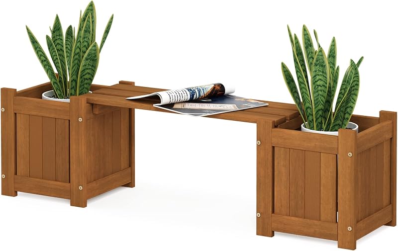 Furinno FG20464 Hardwood Mini Planter Box Meranti Natural 26.16 x 100.33 x 29.72