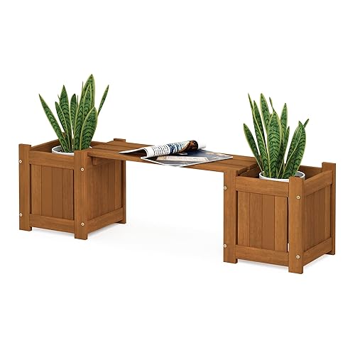 Furinno FG20464 Hardwood Mini Planter Box, Meranti Wood, Natural, 26.16 x 100.33 x 29.72