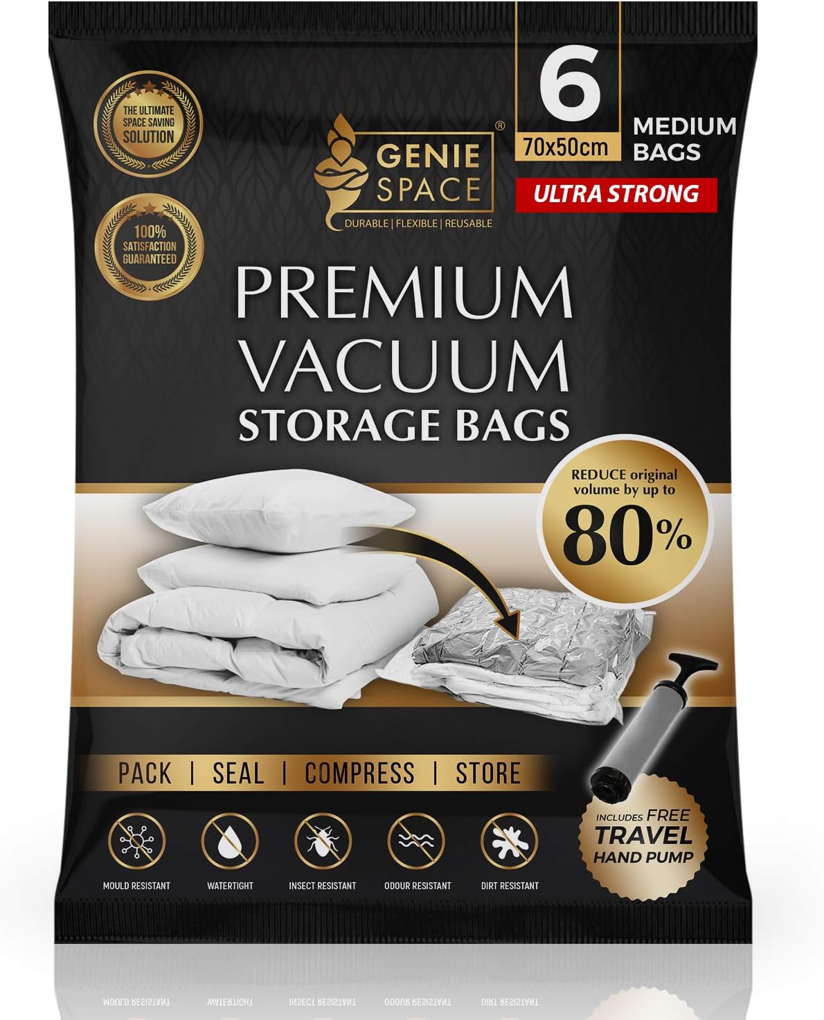 GENIE SPACE Premium Space Saving Vacuum Bags Storage Ultra Strong