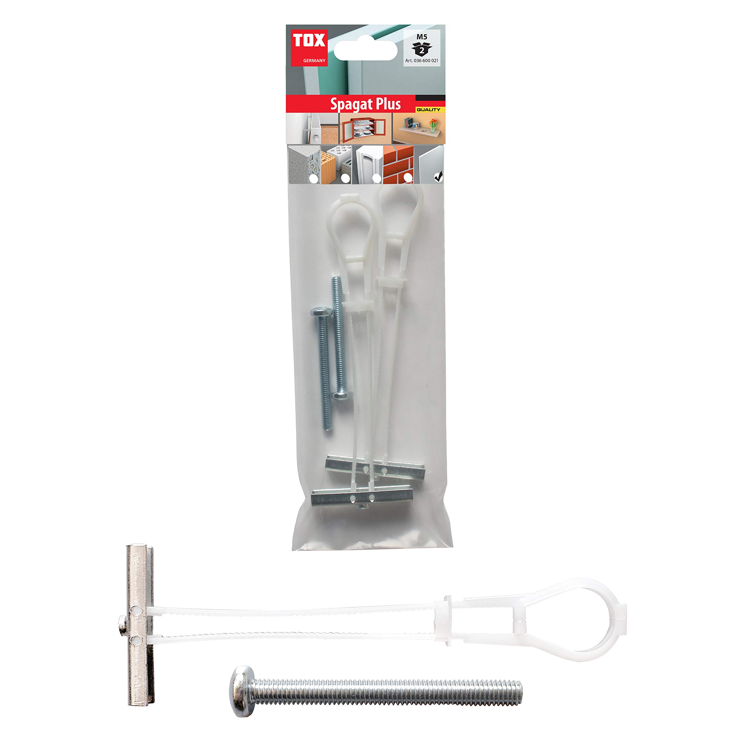 TOX spring cavity dowel Spagat Plus M5 mm, 2 Pieces, 036600021, White