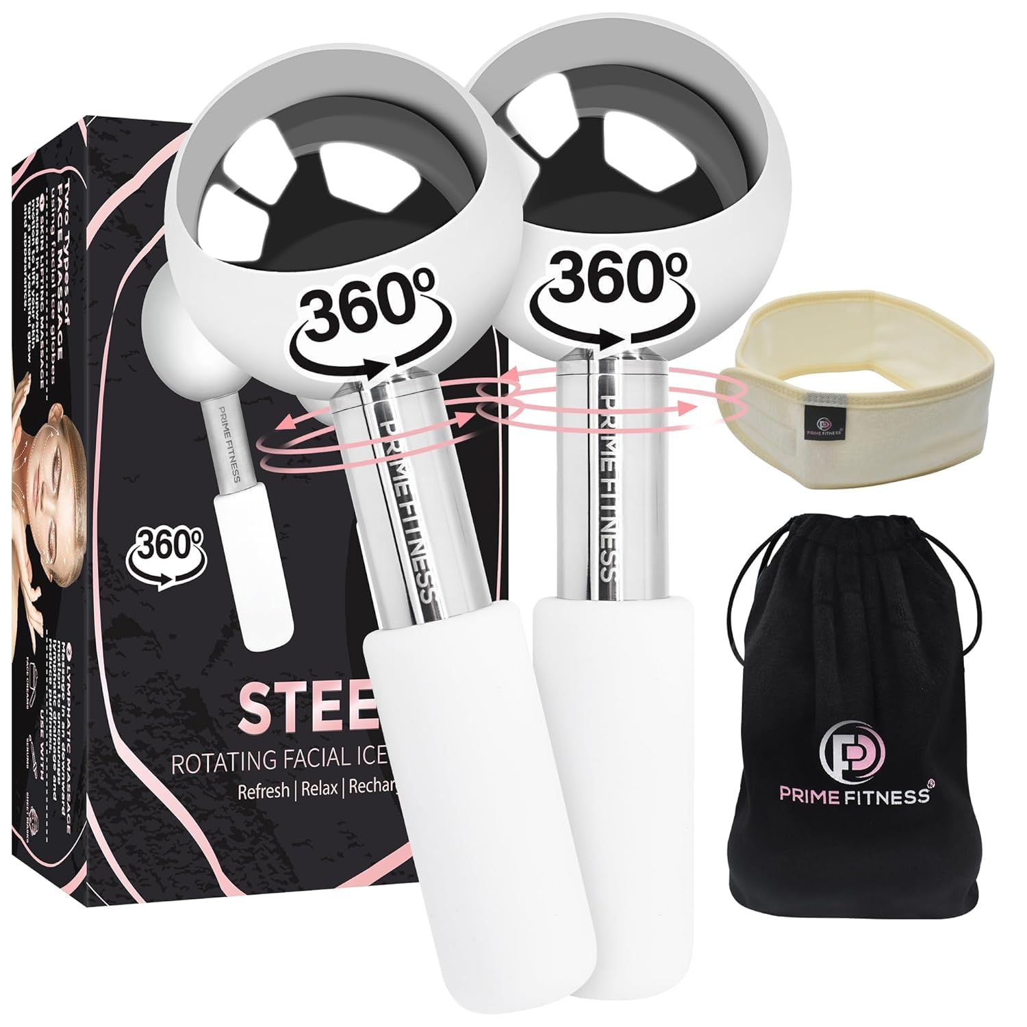 Photo 1 of Ice Globes for Facials | Unbreakable Steel Cooling Roller | Cryo Sticks for Face | Massager for Face Neck & Eyes | Skin Care for Dark Circles, Puffiness, (STEEL 360 Rotating) (STELL l360 Rotating)