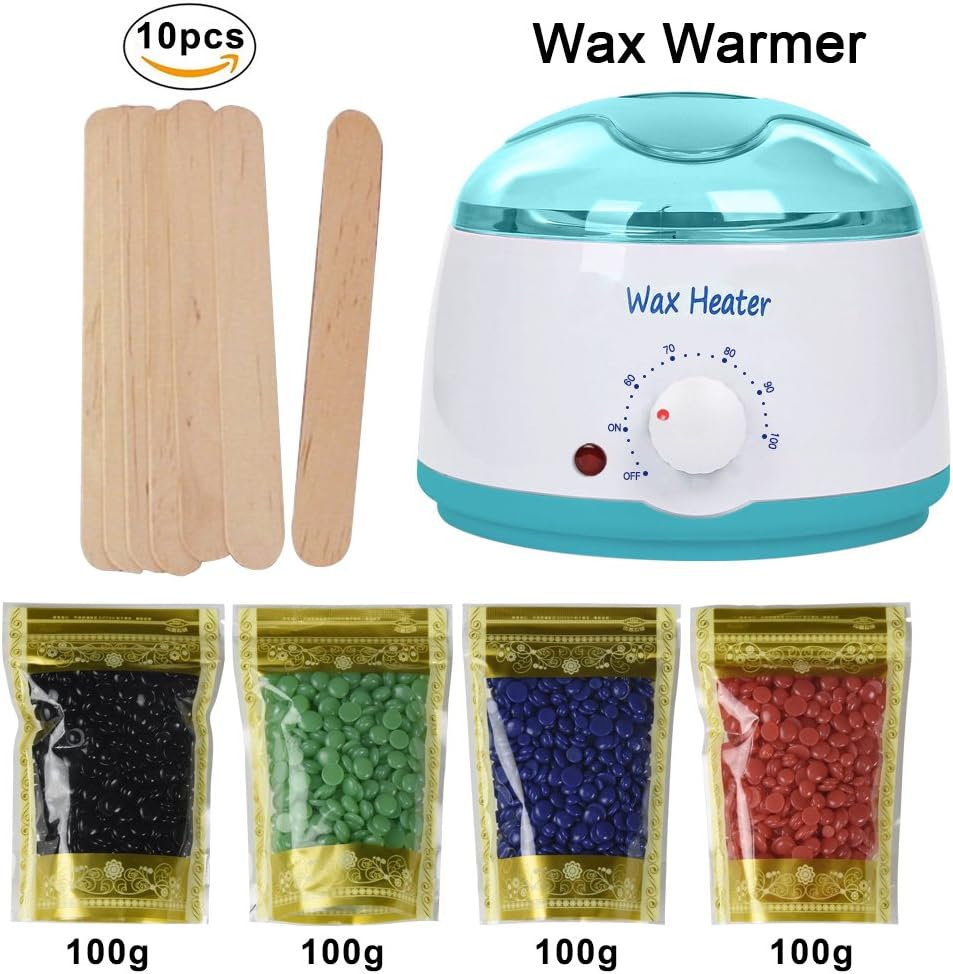 Wax Warmer, Electric Hair Removal Hot Wax Heater for SPA Melting Pot Depilatory with Hard Wax Beans and Wax Applicator Sticks Multifunctional Hot Waxing Kit for Girls& Women & Men (Wax Warmer)
