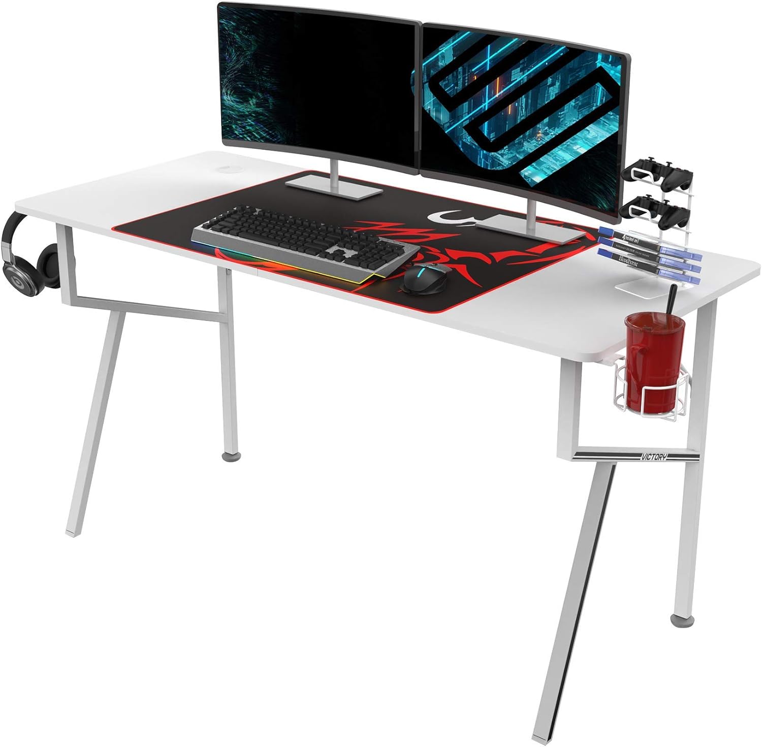 EUREKA ERGONOMIC Gaming Desk 55" K Shaped Large Home Office Gaming