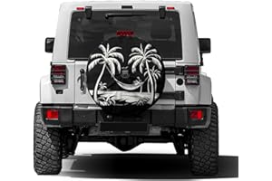 Delerain Spare Tire Cover with Backup Camera Hole Beach Life Palm Trees Wheel Covers Waterproof Dust-Proof UV Sun Universal Fit for RV Trailer RV SUV Truck (18 Inch for Diameter 32"-34")
