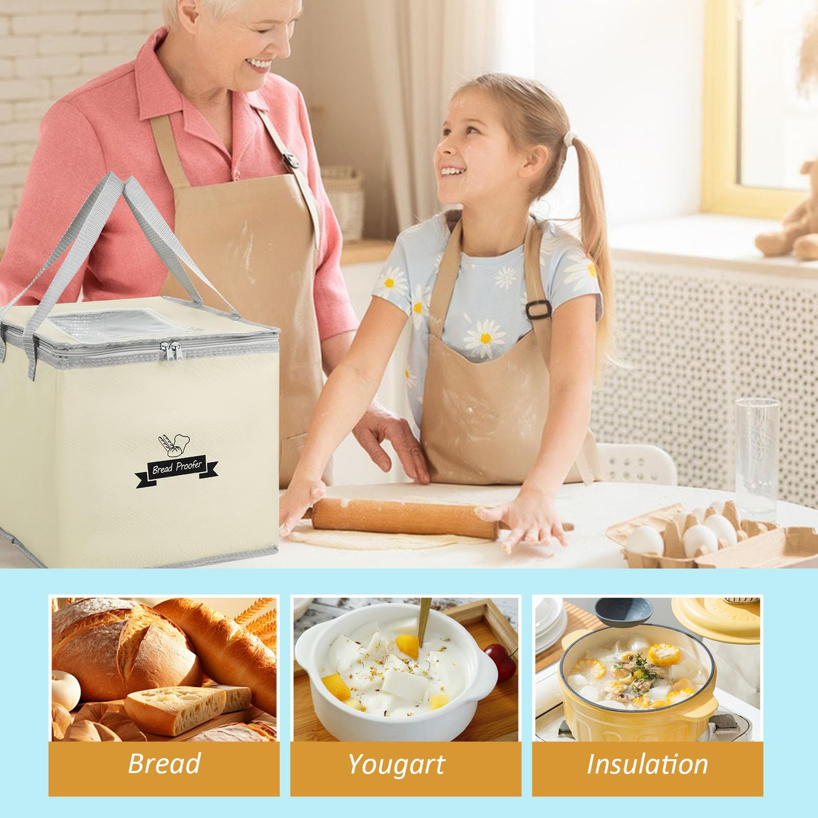 Bread Dough Proofing Box, Precision Temperature Control Bread Proofer Foldable Visible Dough Proofer Sourdough Starter Warmer Home for Pizza and Yoghurt Making