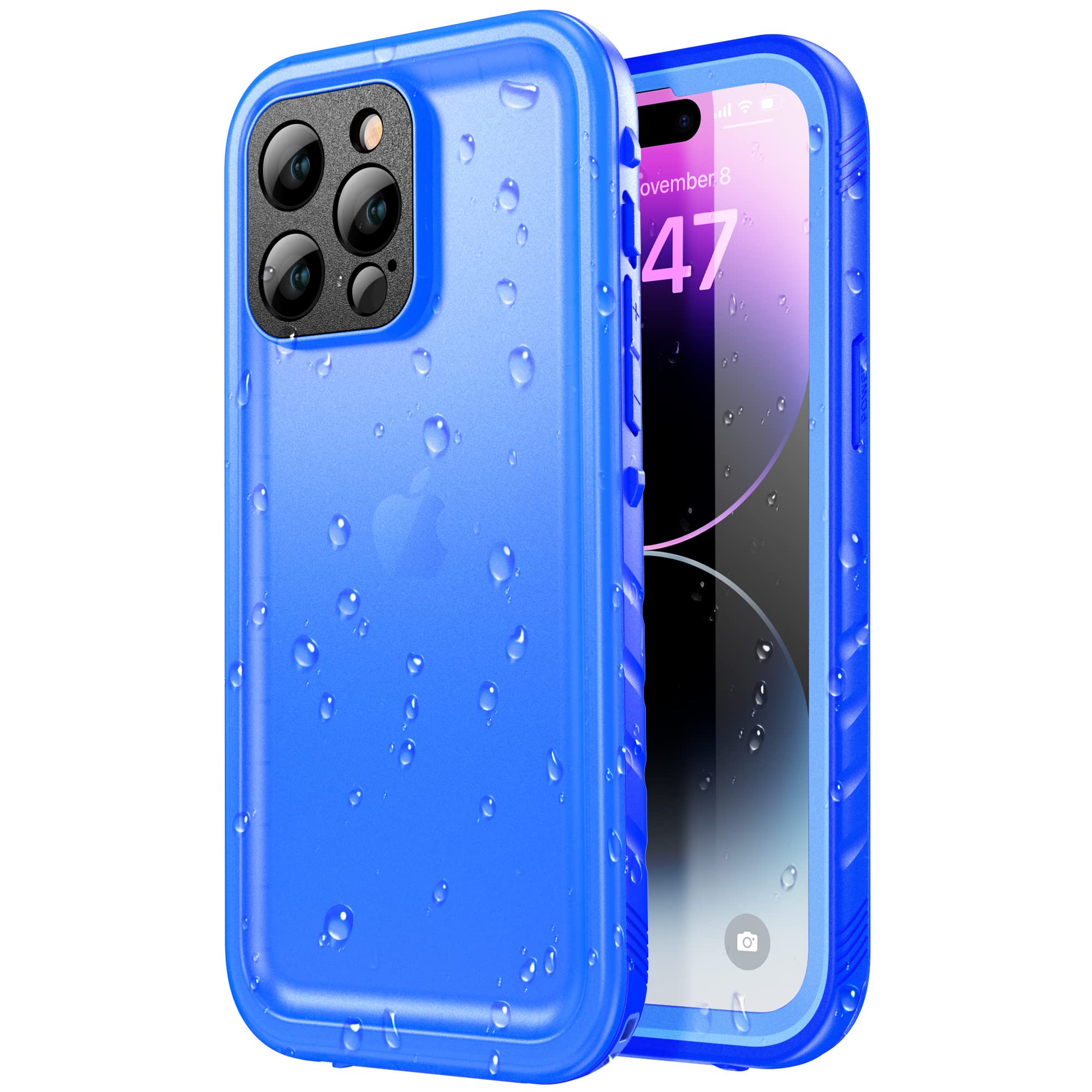 SPORTLINK Waterproof Case - Shockproof Heavy Duty Front Back Cover Built in Screen/Camera Protector 360 Full Body Protective IP68 Dustproof Military Bumper for iPhone 14 Pro Max (6.7"), Blue