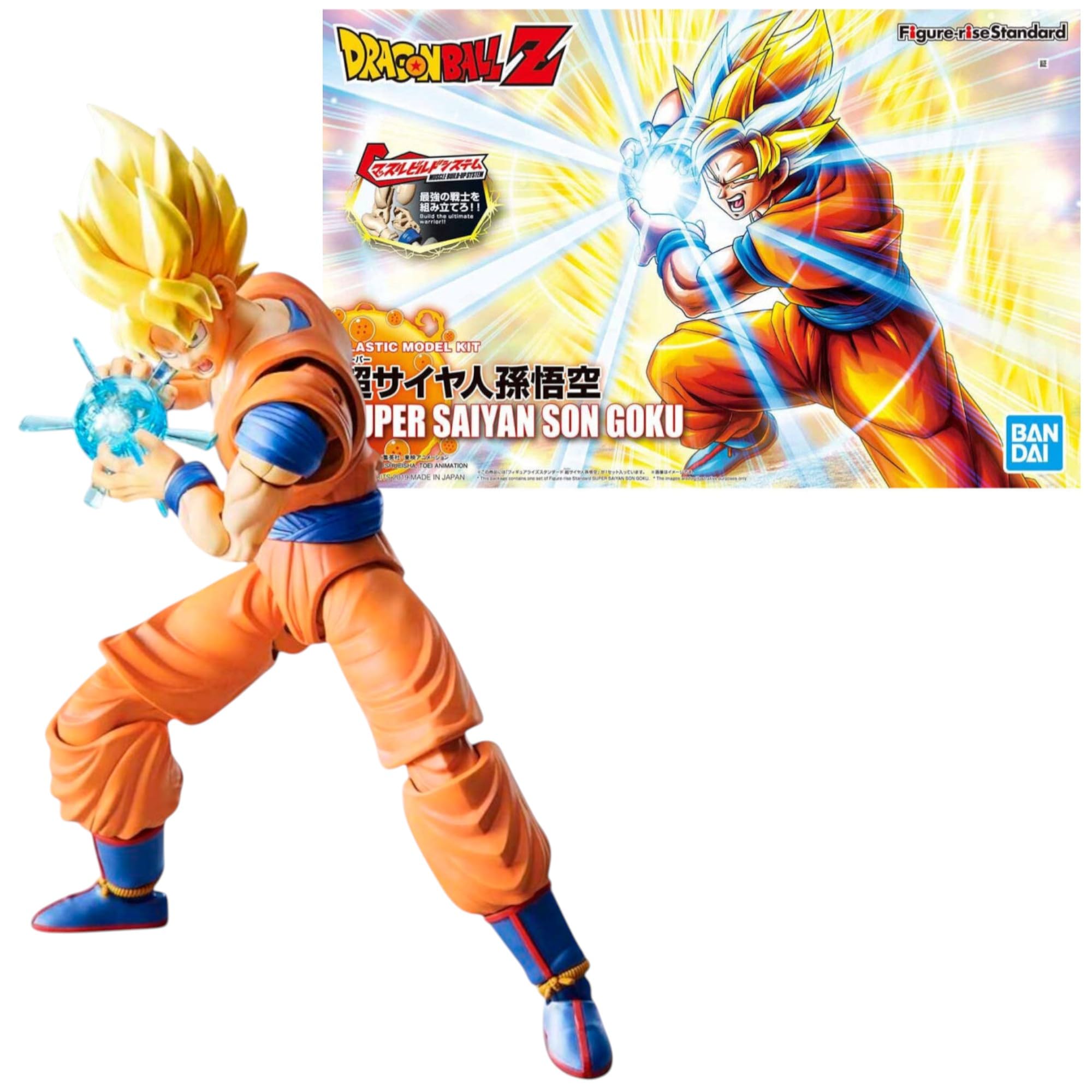 Bandai Hobby Figure-Rise Standard Super Saiyan Son Goku Dragon Ball Z Model Kit Easy Snap-Fit Assembly No Glue or Paint Required, Golden-blonde