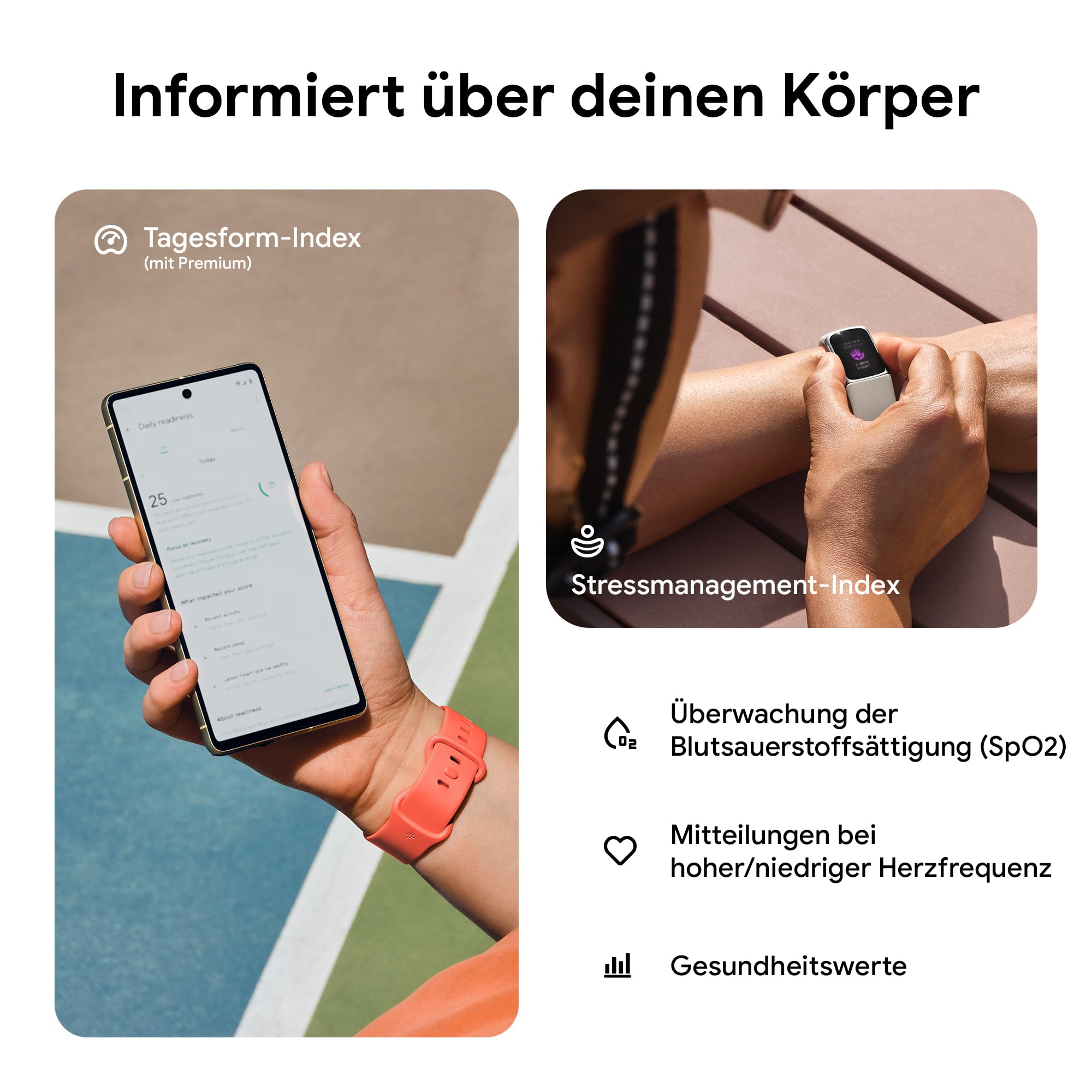 Google Fitbit Charge 6 Aktivitätstracker enthält ein 6 monatige Premium Mitgliedschaft, 7 Tage Akkulaufzeit, Google Wallet und Maps 5