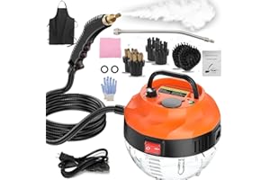 CKductpro Steam Cleaner, 2500W High Pressure Steam Cleaner for Home, Steamer for Cleaning with 6 Brush Heads and Extended Rod, Handheld Steam Cleaner for Upholstery, Kitchen, Bathroom, Grout and Tile