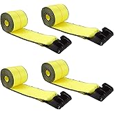 YAYODS 4 Pack 4" x 30' Winch Straps with Flat Hook, 16,200lbs Break Strength, 5400 lbs Working Load Limit Heavy Duty Tie Down Flatbed Straps Cargo Control for Flatbed Truck, Trailer, Yellow