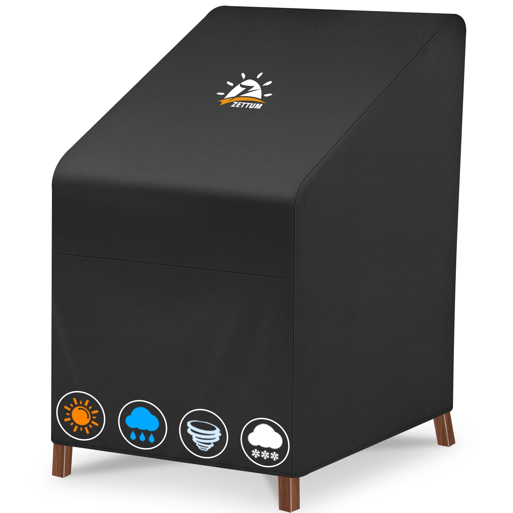 Photo 1 of Zettum Stackable Patio Chair Cover - 600D Outdoor Chair Cover Waterproof & Heavy Duty, Lawn Furniture Stacking Seat Cover for 4 - 6 Outdoor Stackable Dining Chairs - 28 x 36 x 47 Inch