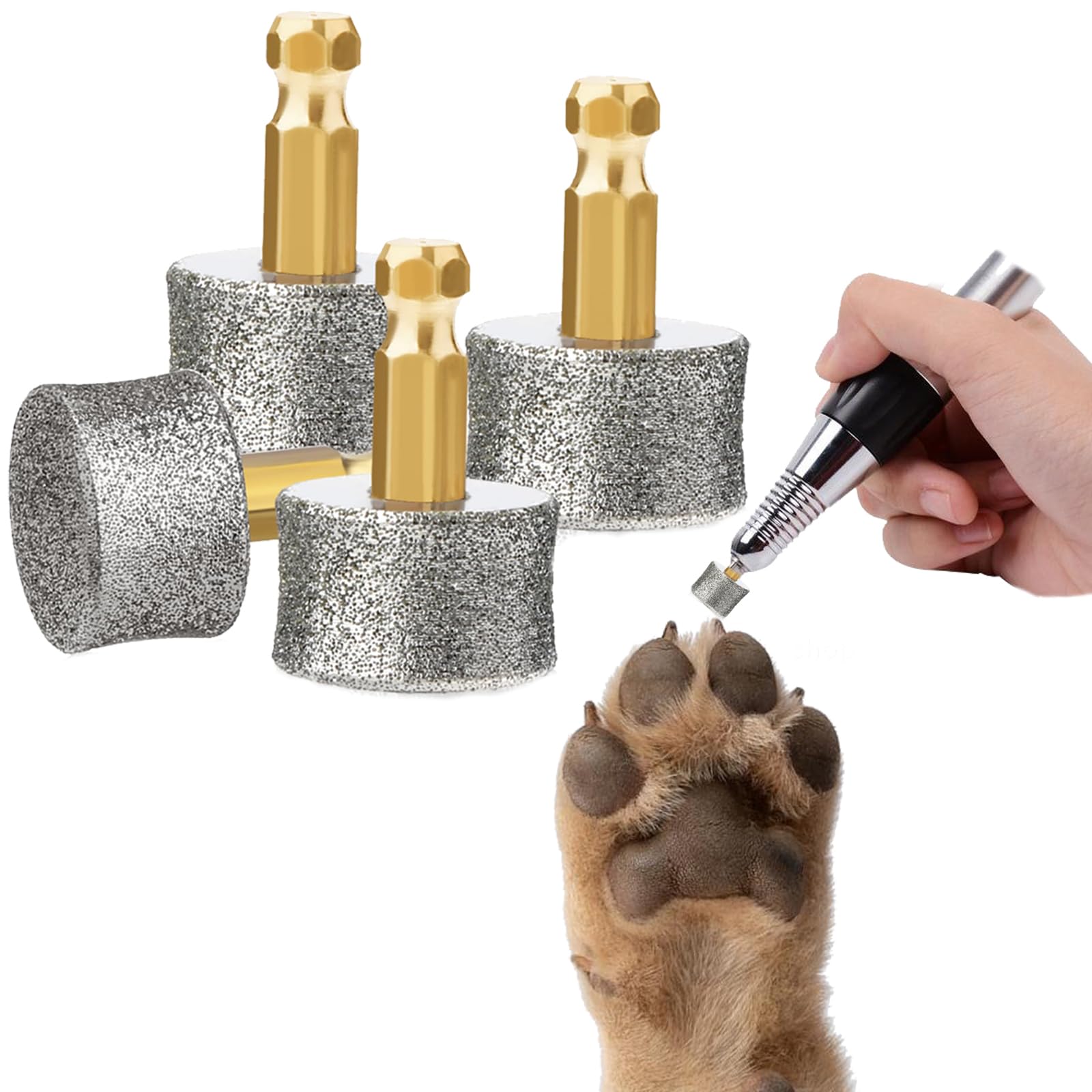 ieron 4 Pcs Replacement Heads for Nail Grinder, Professional Claw Grinding Wheel for Dogs, Nail Grinder for Large, Medium and Small Dogs