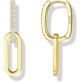 MILACOLATO 925 Sterling Silver Hoop Earrings for Women 18K Gold/Rhodium Plated Drop Dangle Hoop Earrings with Charms Cross Spike Moon Star Paperclip Link Statement Earrings Convertible Link Huggie Earrings Hypoallergenic