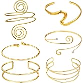 IISVCUNY 6 Pieces Gold Arm Cuff Jewelry, Fashionable Design Upper Arm Bracelet, Armband Set Adjustable for Women, Suitable for DancePparties, Wedding, Fashion Shows