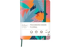 Rileys & Co. Password Book with Alphabetical Tabs, Password Keeper, Password Books for Seniors, Password Notebook for Internet Login, Website, Username (8 x 6 Inches, Floral)