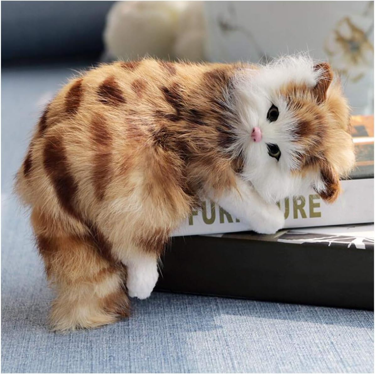 LUCKFY Realistic Plush Cat Simulation Model - Lifelike Cat Toy Stuffed Kitten Figurine - for Home Decoration Ornaments Kids Birthday Gift