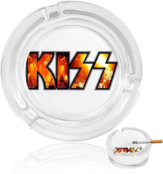 Amazon Kiss Band Logo キス バンド ロゴ 灰皿 屋内 屋外 はいざら ホーム オフィス装飾 ラウンド 喫煙具 Ashtray 煙 遮断 レストラン 可愛い シガレットケース ガラス灰皿 テーブル用 腕時計 通販