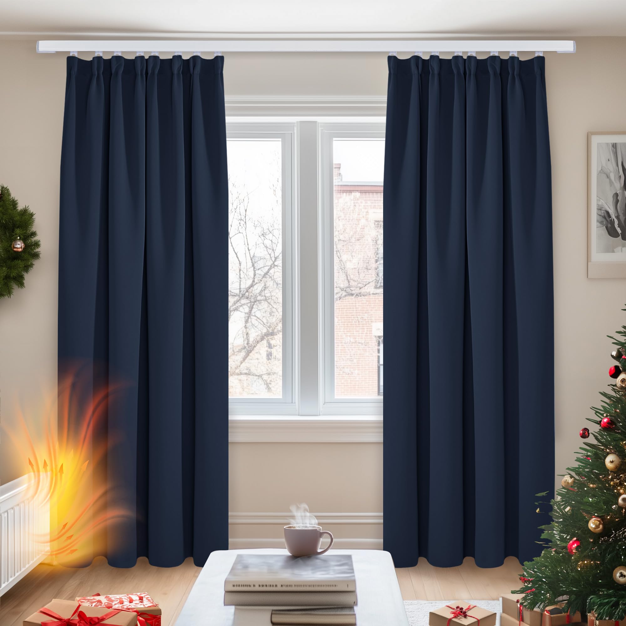Deconovo Pencil Pleated Blackout Curtains for Bedroom 2 Panels