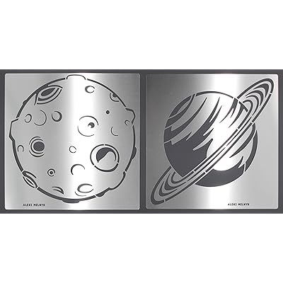 Buy Aleks Melnyk 60 Wall Stencils For Painting Large Pattern Kids Metal Space Stencils Moon Craters And Planet Saturn Templates For Paint And Home Decor Girls Boys Room Wall Decor Airbrush Painting Online In Indonesia B07rqw3fvg