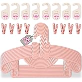 20 Pack Baby Clothes Hangers with 8Pcs Baby Closet Dividers and 8Pcs Clips, Non-Slip Toddler Clothing Hanger with Dividers for Sorting, Nursery Closet Organizer for Newborn Kids Boys Girls (Pink Bow)