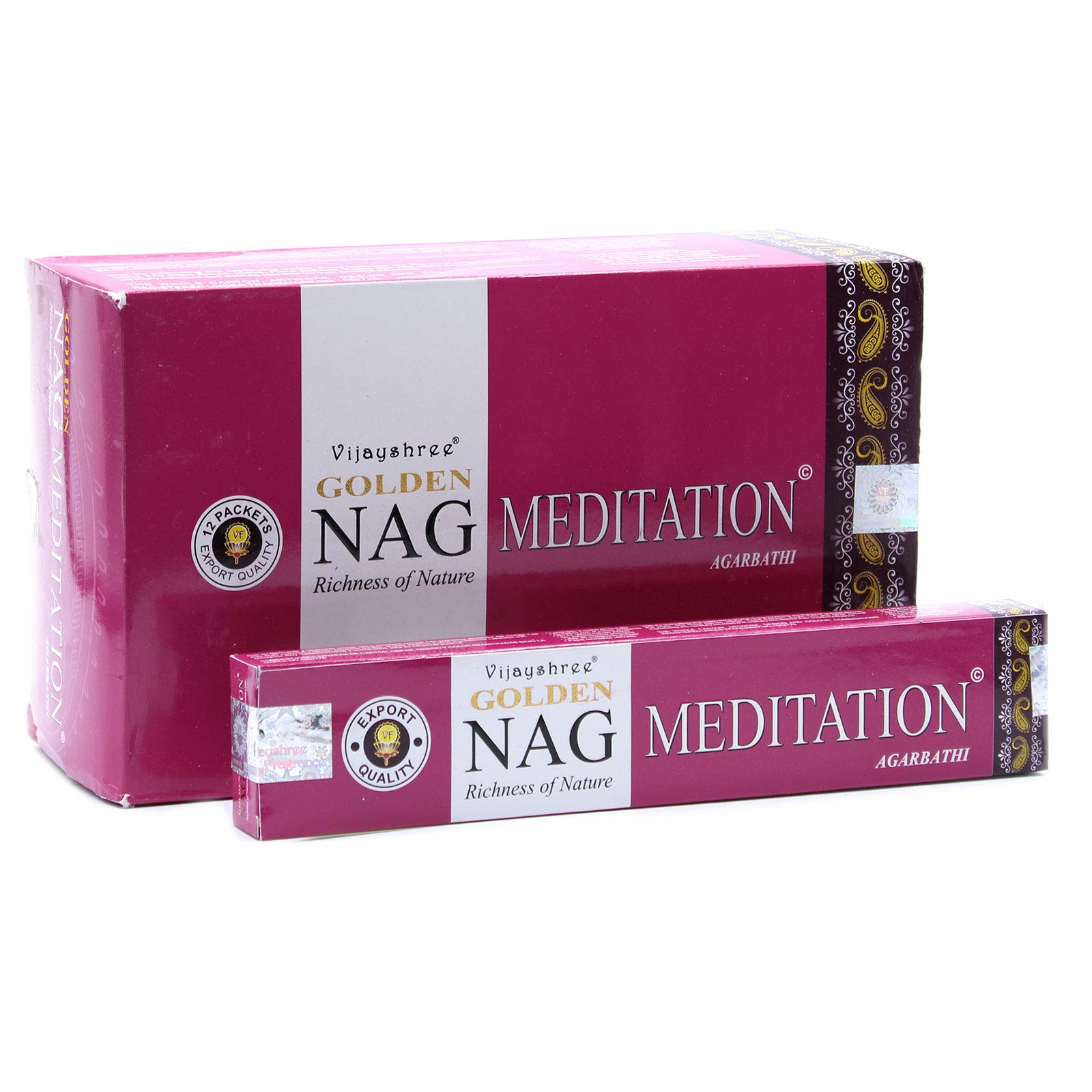 Vijayshree Golden Nag Hand-Rolled Incense Sticks | Authentic Indian | Purifying & Relaxing Aroma | 3 Packs | Meditation