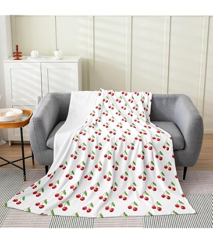 Amazon.com: Feelyou Kids Red Cherry All Season Bed Blanket Throw