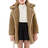 Wyeysyt Girls Faux Fur Fleece Jacket Toddler Kids Long Winter Warm Coat Fuzzy Button Down Coat with Pockets