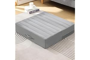 Sunsleek Floor Pillow Set of 2 - Square Large Cushions for Adults, Pillows Seating for Meditation, Yoga, Luxurious Chenille Tufted, Perfect for Bench/Chair Cushion – Grey, 19x19x4 Inch