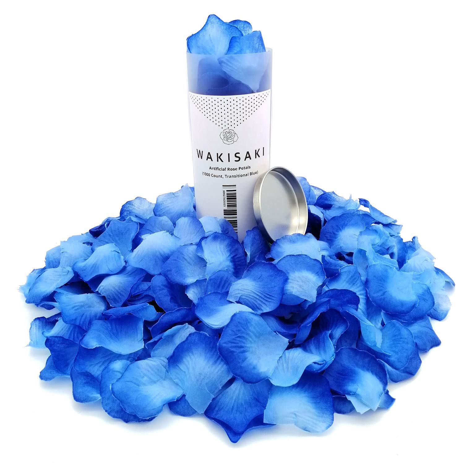 WAKISAKI Artificial Fake Rose Petals, Hand-separated, Ready-to-use, Deodorized (1000 Count, Transitional Blue)