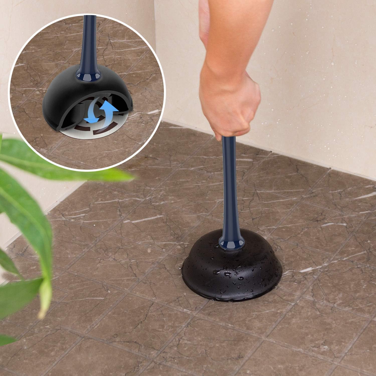 MR.SIGA Toilet Plunger and Bowl Brush Combo for Bathroom Cleaning, Navy, 1 Set: Home & Kitchen