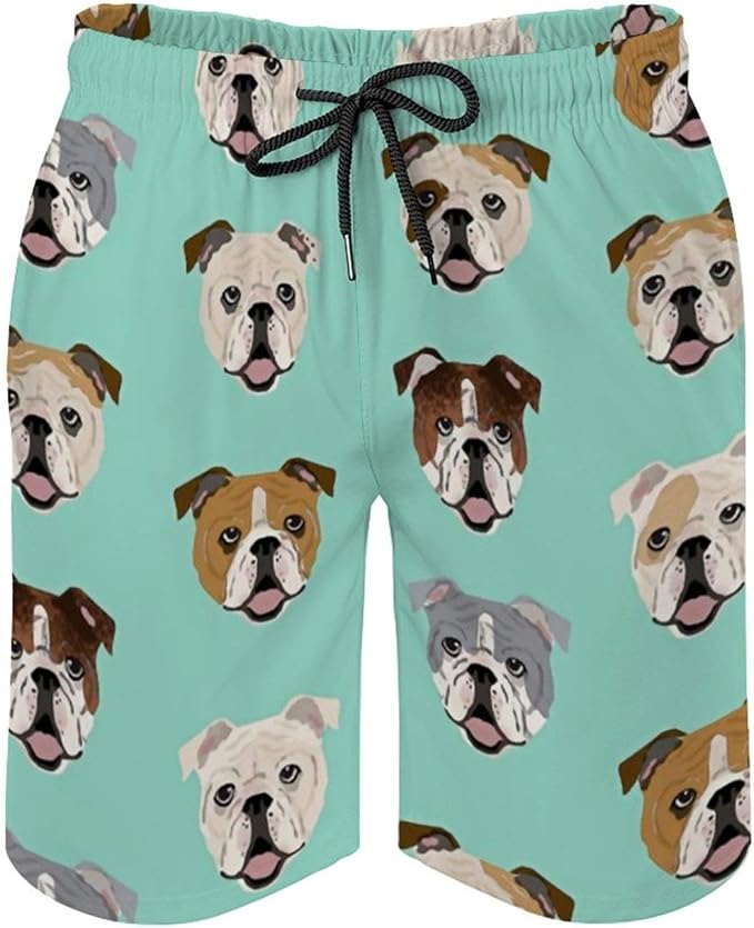 ETGBFHRDH Funny English Bulldog Men's Swim Trunks