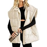 Ainangua Women's Puffer Vest Stand Collar Zipper Sleeveless Jackets Winter Lightweight Vests Warm Padded Jacket Coat
