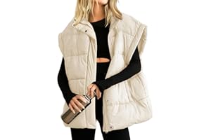 Ainangua Women's Puffer Vest Stand Collar Zipper Sleeveless Jackets Winter Lightweight Vests Warm Padded Jacket Coat