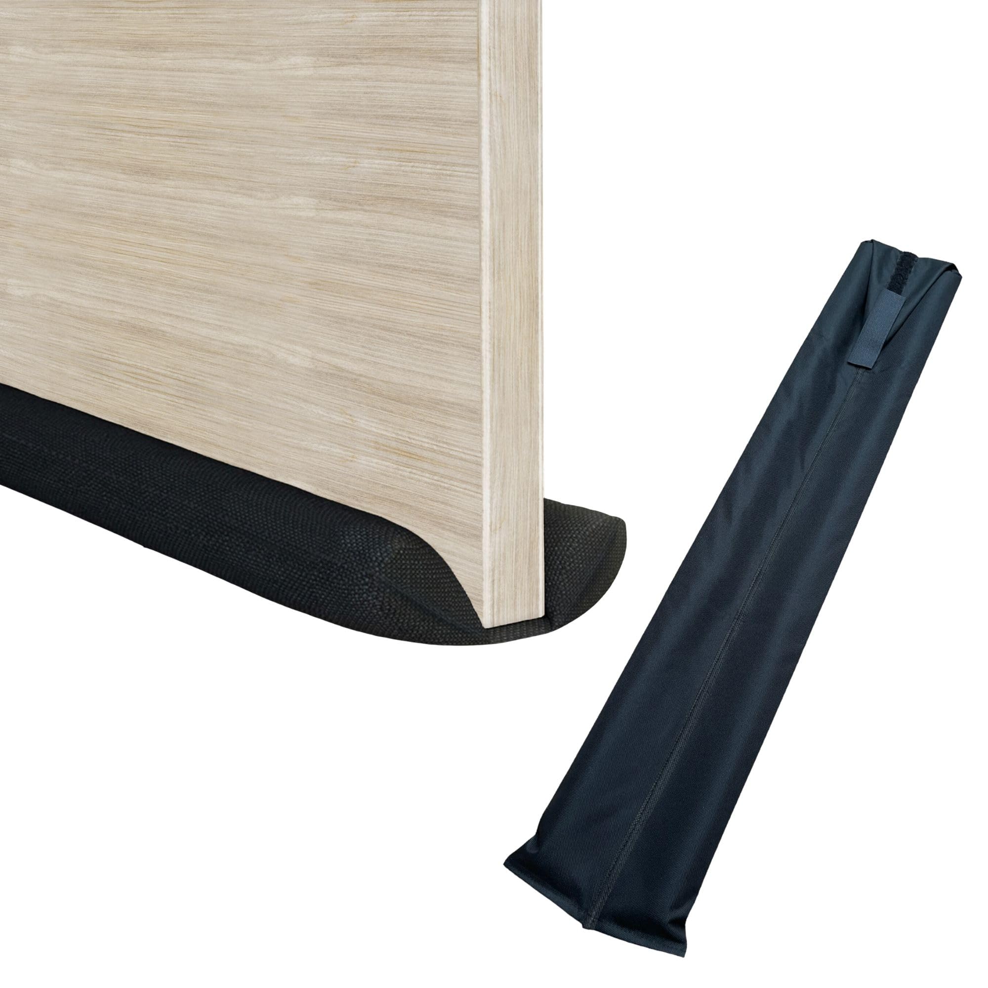 MOXVIO Draft Excluder - Double Under Door Draught Excluder, 2 Sided Cushion Door Draft Stopper, 70 to 90 cm Cut-to-Size Adjustable Width, Waterproof Snowproof 600D Oxford Fabric (Black)