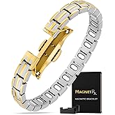 MagnetRX® Magnetic Bracelets for Women - EllipseMAX 5X Strength 5,000 Gauss Magnets - Designed in USA & PATENT PENDING - Premium Titanium Womens Magnetic Bracelet & Adjustable Length (Silver/Gold)