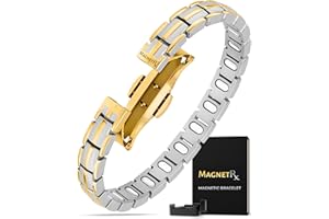 MagnetRX® Magnetic Bracelets for Women - EllipseMAX 5X Strength 5,000 Gauss Magnets - Designed in USA & PATENT PENDING - Premium Titanium Womens Magnetic Bracelet & Adjustable Length (Silver/Gold)