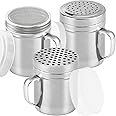 CUSINIUM [Set of 3] 10oz Stainless Steel Dredges With Handle - Fine Mesh + Medium Holes + Large Holes (For Coarse Seasonings)