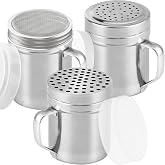 CUSINIUM [Set of 3] 10oz Stainless Steel Dredges With Handle - Fine Mesh + Medium Holes + Large Holes (For Coarse Seasonings)