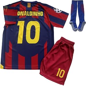 WEART #10 Leo,Ronaldinho Nostalgia Football Soccer Kids Jersey Shorts Socks Set Youth Sizes