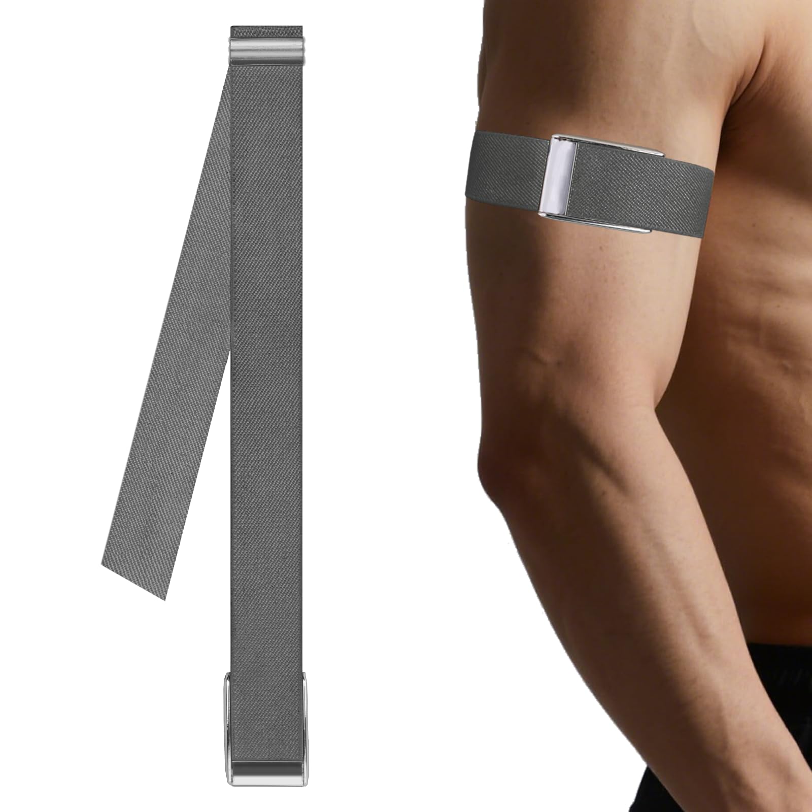 VANEST Arm Bicep Band Compatible with Whoop 5.0 One+Peak Fitness Life Tracker, Waterproof, Health and Fitness Wearable Heart Rate Monitor Accessories with Metal U Shape (Not for Gen 4) (Light Grey)