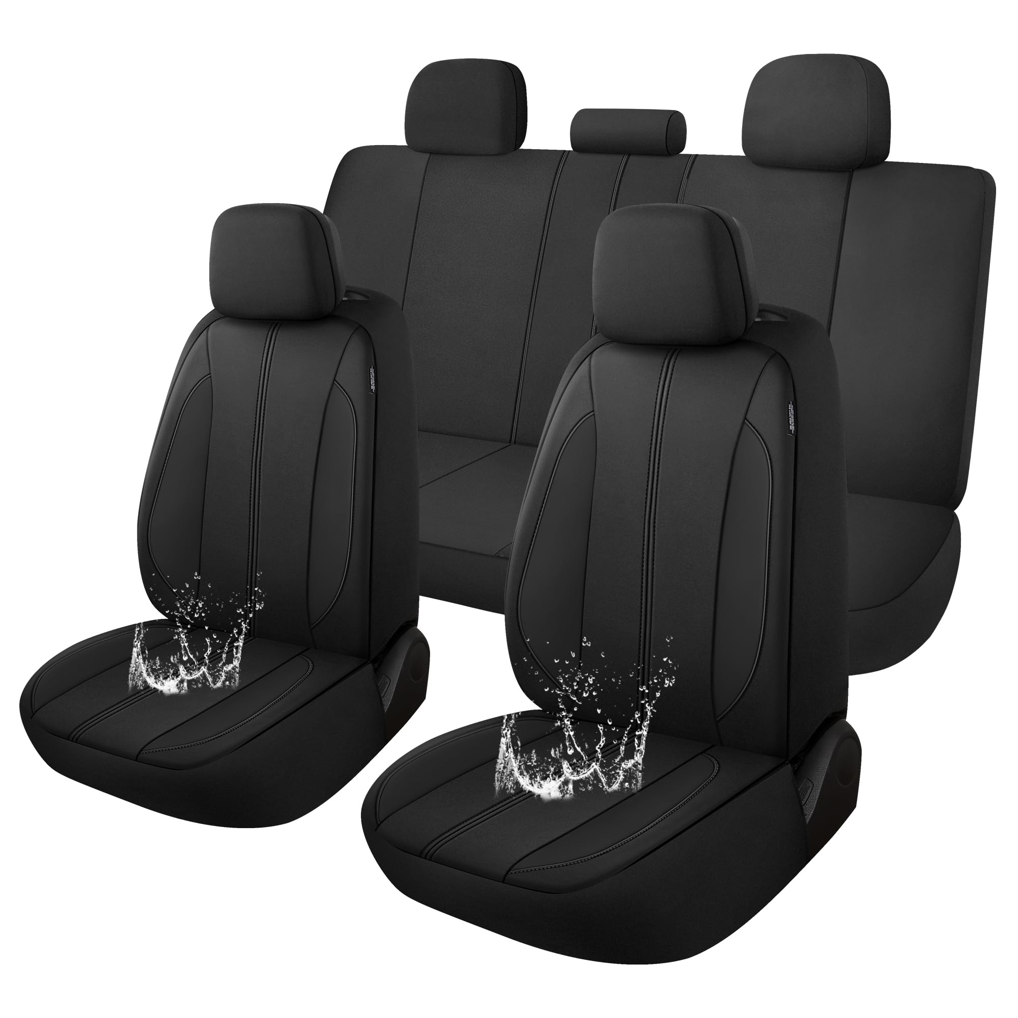 Photo 1 of YGL Car Seat Covers for Full Seats,Waterproof Seat Covers for Cars,Durable Neoprene Car Seat Protectors,Interior Covers for Cars,Sedan Van Truck SUV(Black)