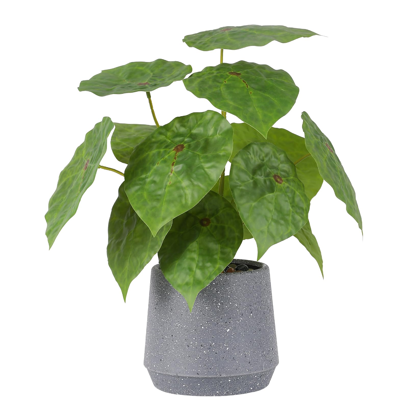 LUWENER Artificial Greenery Plant in Grey Pot，12.5"/32cm Large Fake Green Plant with Greenery Leaves for Indoor Living Room office Bathroom Home Decoration(Imperial Concubine)
