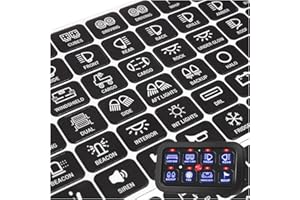 GLSOWEE 120PCS Car Switch Panel Sticker, Auto Switch Label Decal Kit for Switches Panel AR-800, BA80, GA80, GB80, BB80, BC60, GC60, Text Sticker for Car Dashboard, Boat, RV, Truck Vehicle (1 Pack)