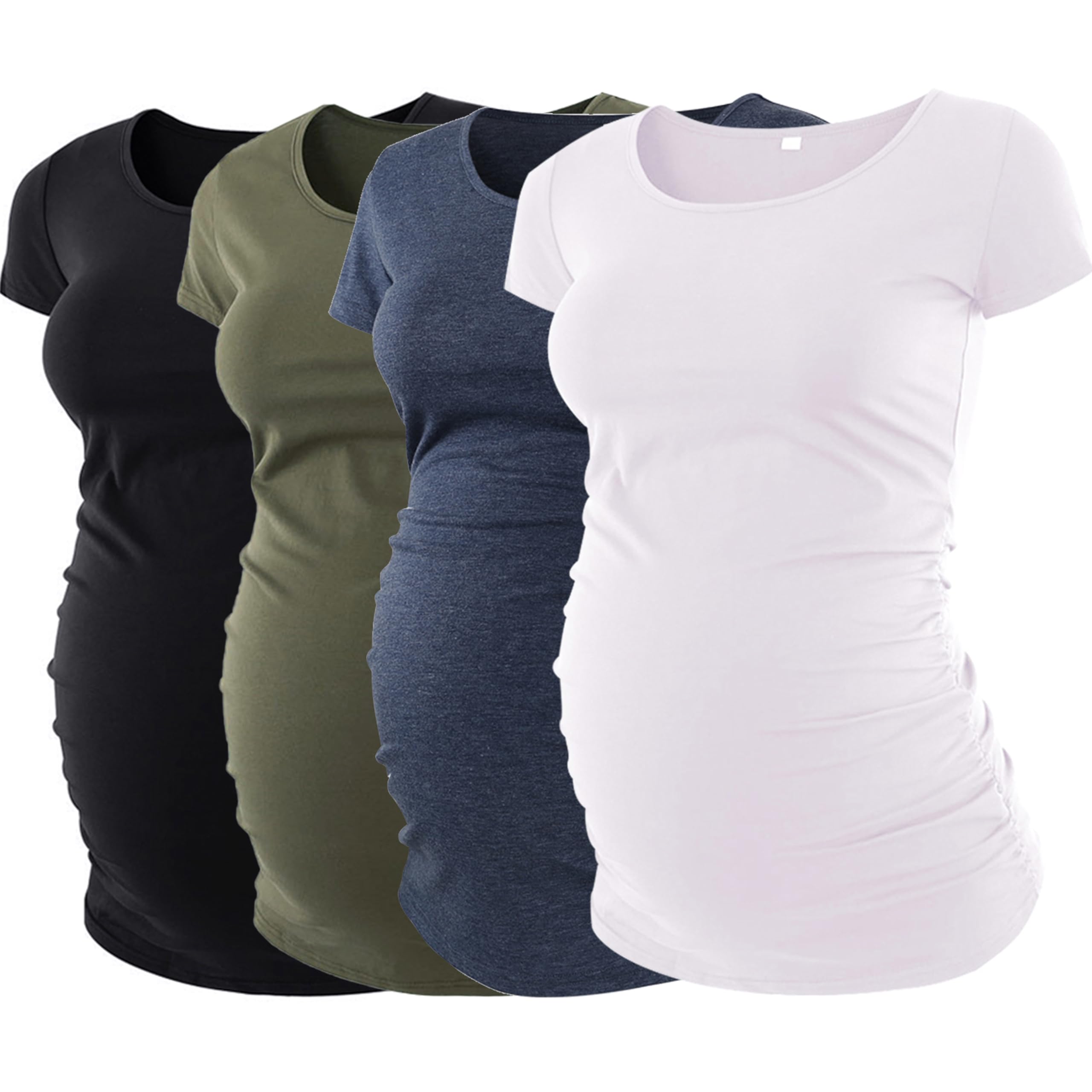 Liu & Qu Womens Maternity Tops Short Sleeve Round Neck Pregnancy Shirts 3 Packs Image