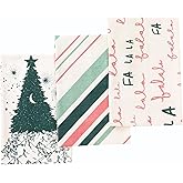 Folkulture Christmas Tea Towels Set of 3 | 20 x 26 Inches Cotton Dishcloths for Farmhouse Decor | Falala Xmas Design for Holiday Kitchen & Christmas Décor