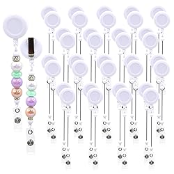 60pcs White Beadable Badge Reels Making Kits
