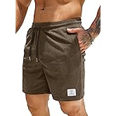 JMIERR Men's Corduroy Shorts Casual Elastic Waist Drawstring Lightweight Summer Beach Shorts